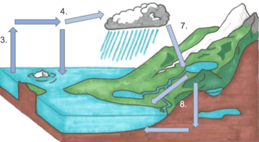 Schematische weergave van de lange waterkringloop